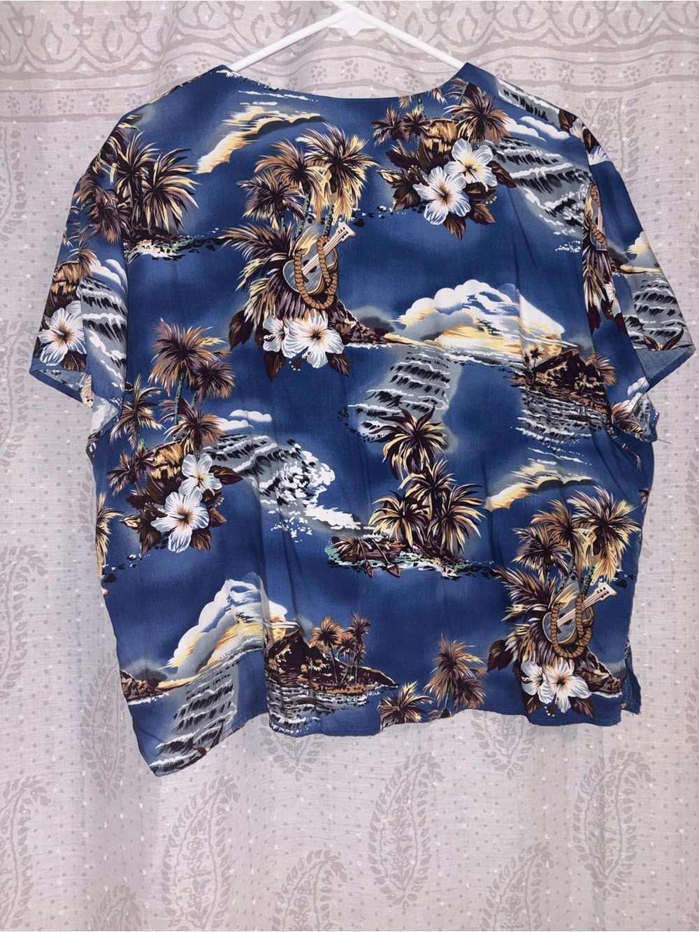 Vintage Hilo Hattie Blue Tropical Print Button-Front Blouse Womens XL - Picture 2 of 6